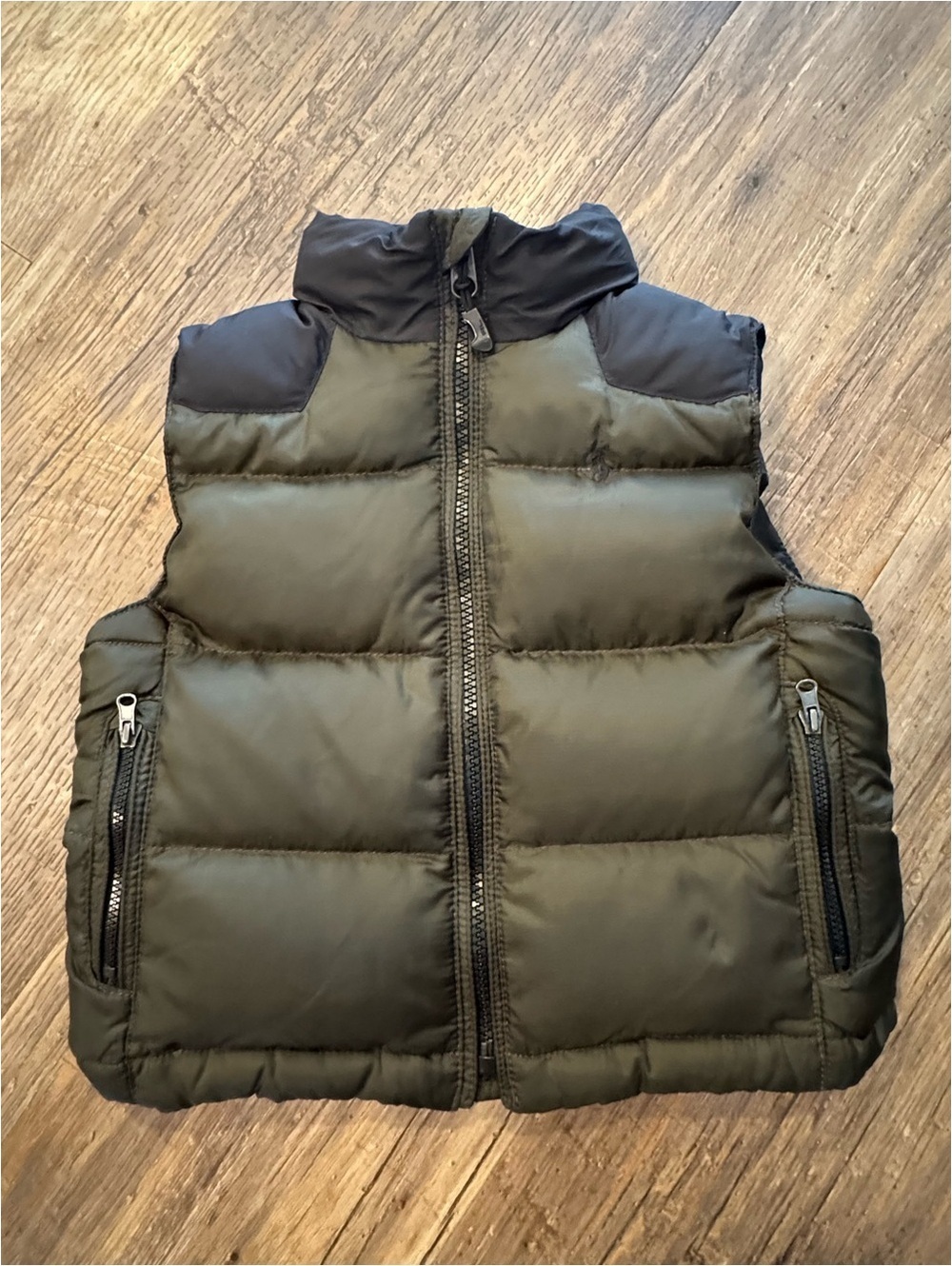 Vintage Polo Ralph Lauren Puffer Vest Toddler Sz 2T Hunter Green/ Black Zip